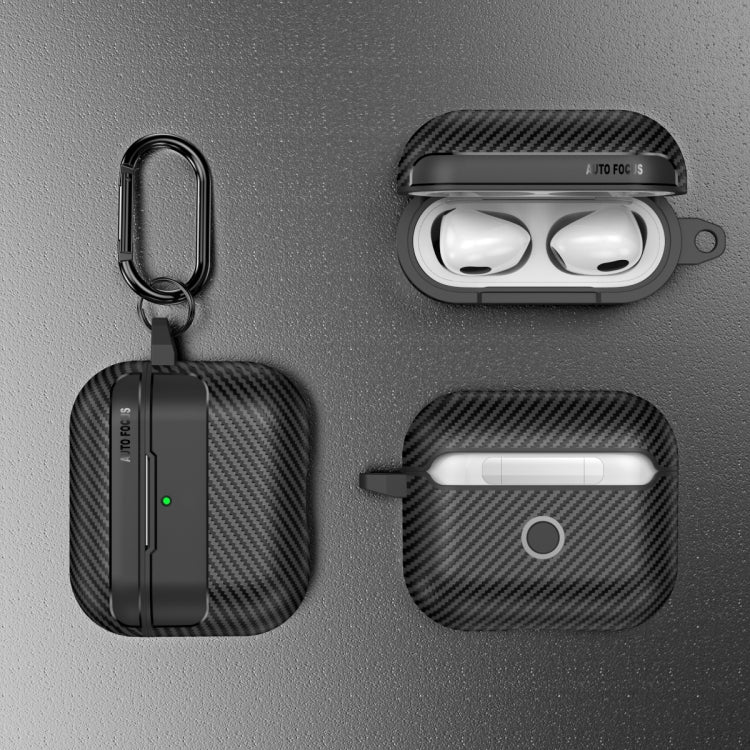 For AirPods 4 Carbon Fiber Texture Bluetooth Earphone Protective Case(Transparent)