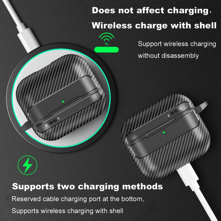 For AirPods 4 Carbon Fiber Texture Bluetooth Earphone Protective Case(Transparent)