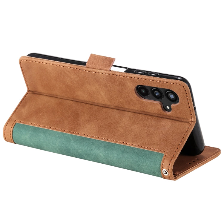 For Samsung Galaxy S25+ 5G Retro Splicing Horizontal Flip Leather Phone Case(Green)