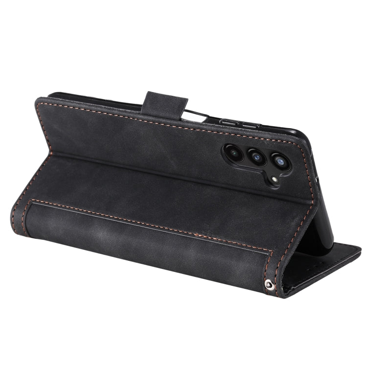 For Samsung Galaxy S25 5G Retro Splicing Horizontal Flip Leather Phone Case(Black)