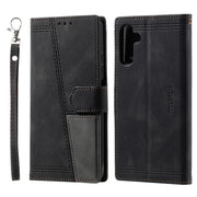 For Samsung Galaxy S25 5G TTUDRCH Embossed Line Splicing Leather Phone Case(Black)