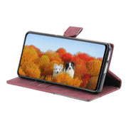 For Samsung Galaxy S25 Ultra 5G TTUDRCH Embossed Line Splicing Leather Phone Case(Wine Red)
