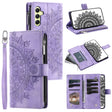 For Samsung Galaxy S25+ 5G Multi-Card Totem Zipper Leather Phone Case(Purple) - Galaxy S25+ 5G Cases by PMC Jewellery | Online Shopping South Africa | PMC Jewellery | Buy Now Pay Later Mobicred