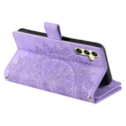 For Samsung Galaxy S25+ 5G Multi-Card Totem Zipper Leather Phone Case(Purple)
