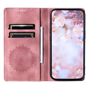 For Samsung Galaxy S25 5G Totem Embossed Magnetic Leather Phone Case(Rose Gold)