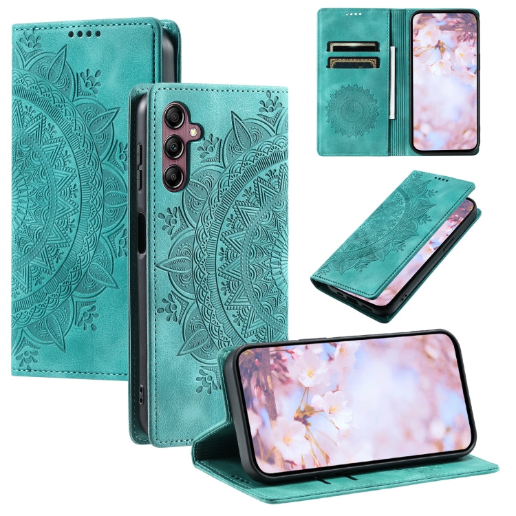 For Samsung Galaxy S25 5G Totem Embossed Magnetic Leather Phone Case(Green)