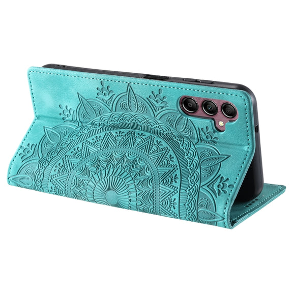 For Samsung Galaxy S25 5G Totem Embossed Magnetic Leather Phone Case(Green)