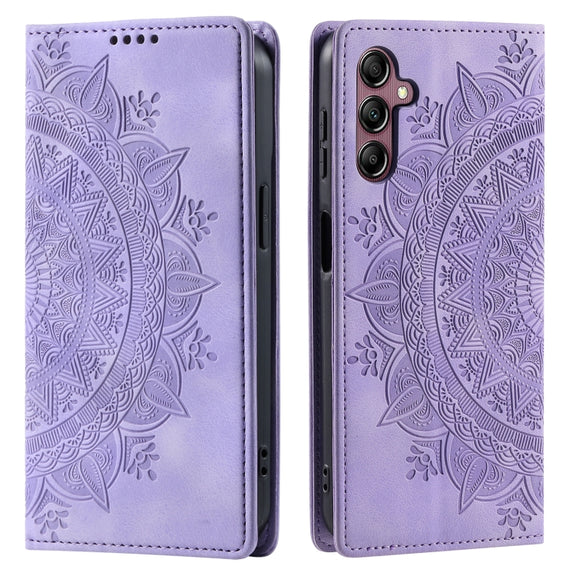 For Samsung Galaxy S25+ 5G Totem Embossed Magnetic Leather Phone Case(Purple)