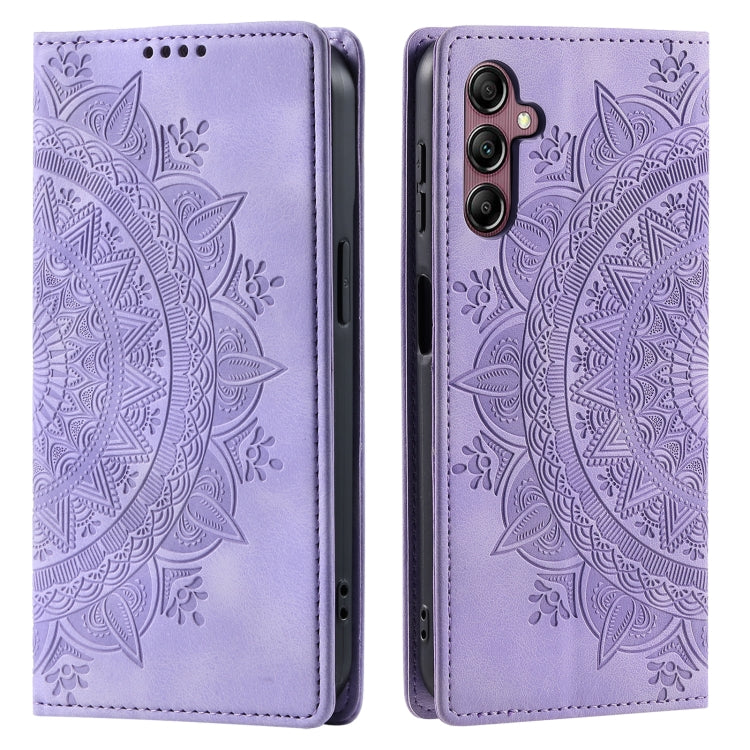 For Samsung Galaxy S25+ 5G Totem Embossed Magnetic Leather Phone Case(Purple)