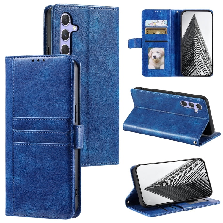 For Samsung Galaxy S25 5G Simple 6-Card Wallet Leather Phone Case(Blue)