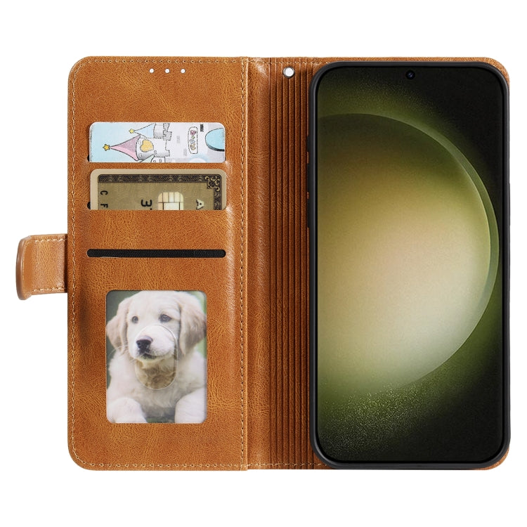 For Samsung Galaxy S25+ 5G Simple 6-Card Wallet Leather Phone Case(Brown)
