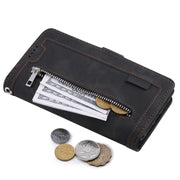 For Samsung Galaxy S25 5G Nine Card Zipper Bag Leather Phone Case with Lanyard(Black)