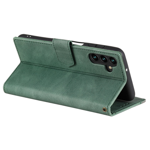 For Samsung Galaxy S25 5G Nail Skin Feel Stitching Calf Texture Leather Phone Case(Green)