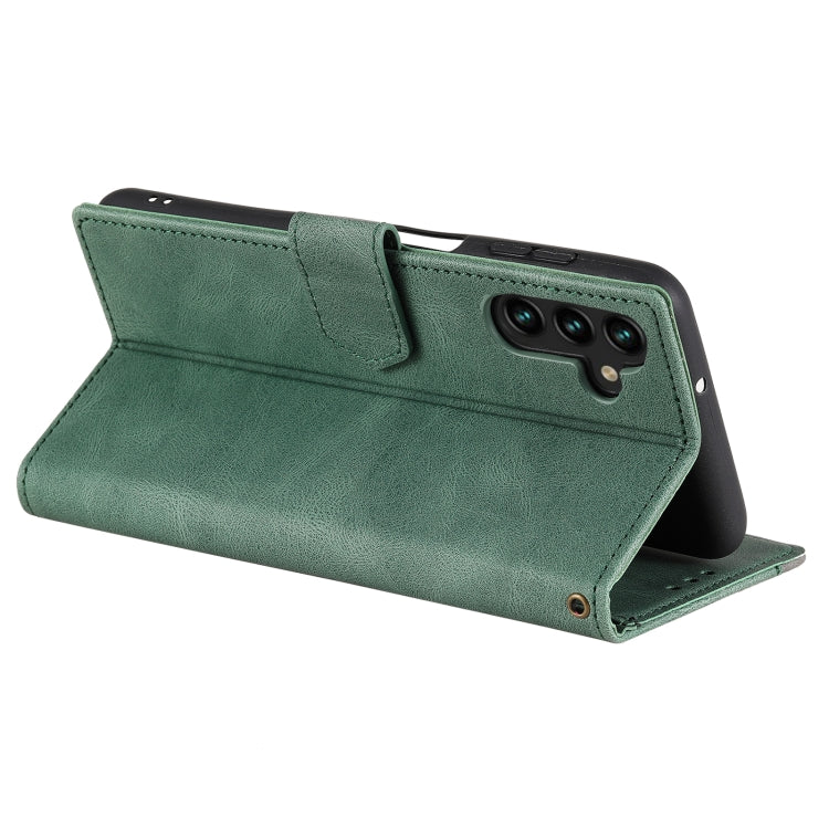 For Samsung Galaxy S25 5G Nail Skin Feel Stitching Calf Texture Leather Phone Case(Green)