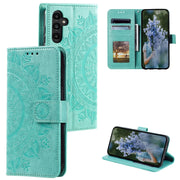 For Samsung Galaxy S25+ 5G Totem Flower Embossed Leather Phone Case(Green)