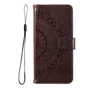 For Samsung Galaxy S25+ 5G Totem Flower Embossed Leather Phone Case(Brown)