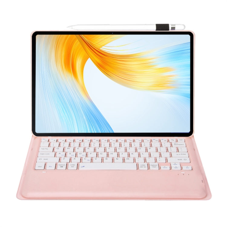 For Huawei MatePad Air 12 2024 Ultra-thin Detachable Bluetooth Keyboard Leather Tablet Case(Pink White)