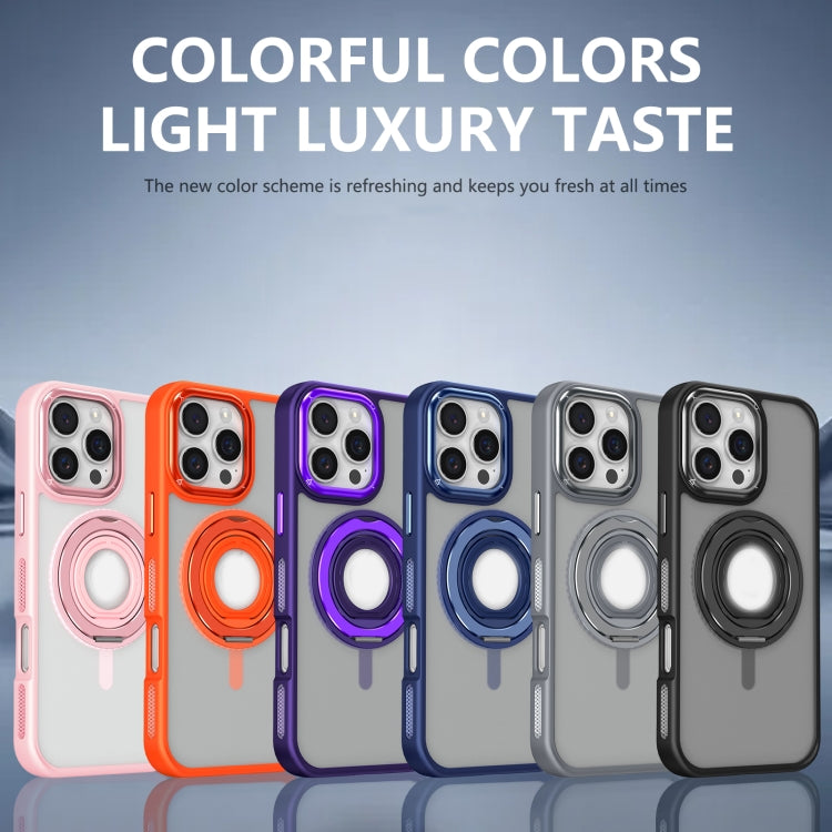 For iPhone 16 Plus Skin Feel Matte 360 Degree Rotating Silicone Ring Holder Phone Case(Royal Blue)