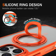 For iPhone 16 Pro Skin Feel Matte 360 Degree Rotating Silicone Ring Holder Phone Case(Black)