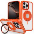For iPhone 16 Pro Max Skin Feel Transparent 360 Degree Rotating Silicone Ring Holder Phone Case(Orange) - iPhone 16 Pro Max Cases by PMC Jewellery | Online Shopping South Africa | PMC Jewellery | Buy Now Pay Later Mobicred