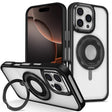 For iPhone 16 Pro Max Skin Feel Transparent 360 Degree Rotating Silicone Ring Holder Phone Case(Black) - iPhone 16 Pro Max Cases by PMC Jewellery | Online Shopping South Africa | PMC Jewellery | Buy Now Pay Later Mobicred