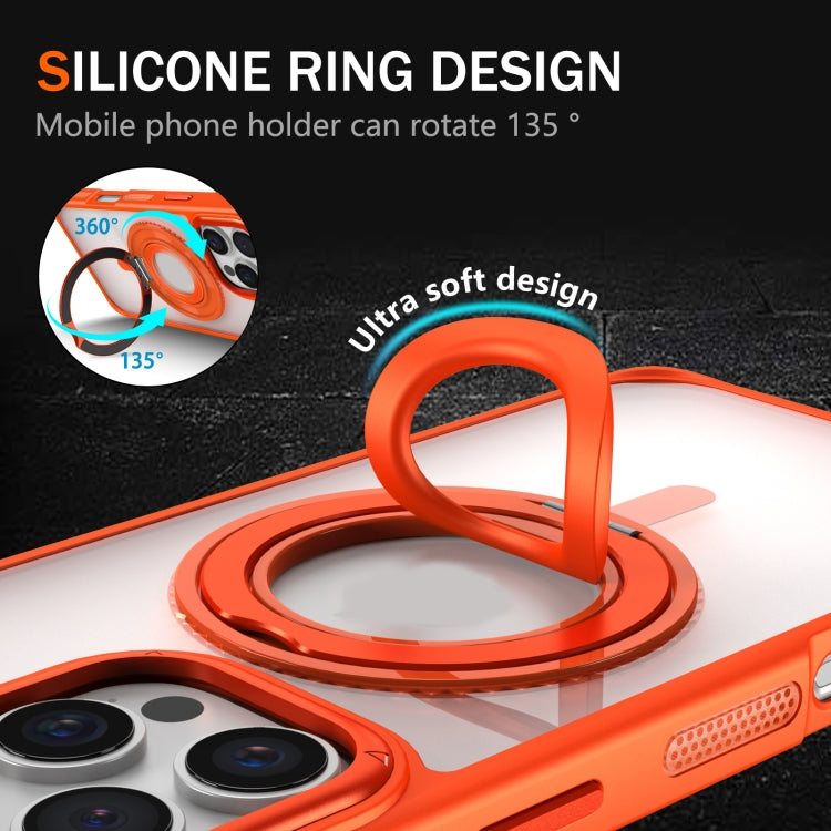 For iPhone 16 Plus Skin Feel Transparent 360 Degree Rotating Silicone Ring Holder Phone Case(Black)