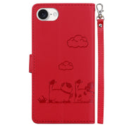 For iPhone 16e Cute Cats RFID Leather Phone Case(Red)