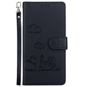 For iPhone 16e Cute Cats RFID Leather Phone Case(Black)