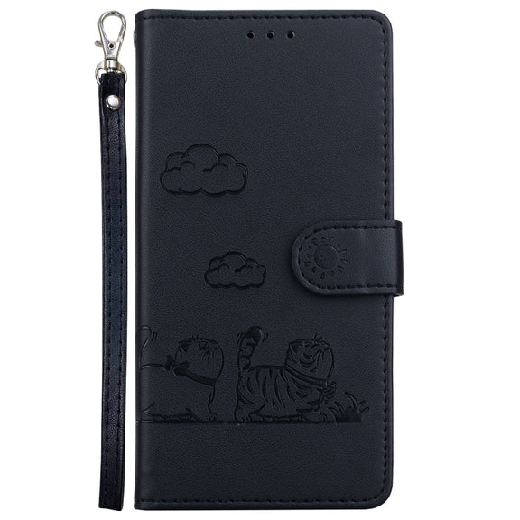 For iPhone 16e Cute Cats RFID Leather Phone Case(Black)