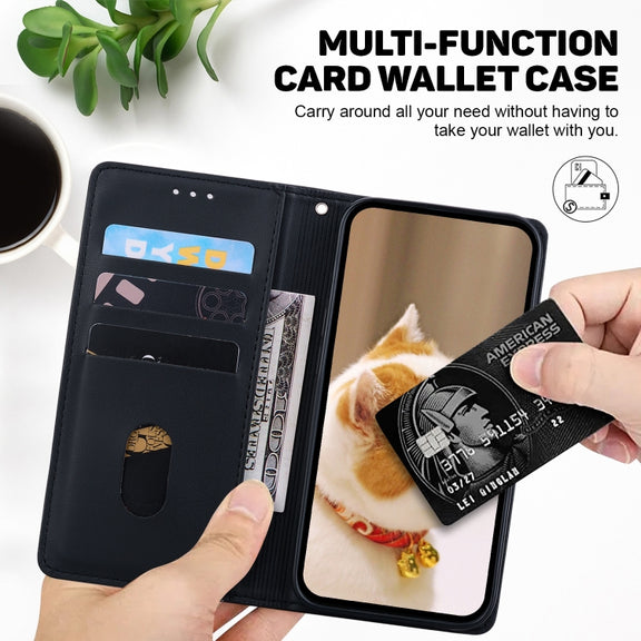 For iPhone 16e Cute Cats RFID Leather Phone Case(Black)