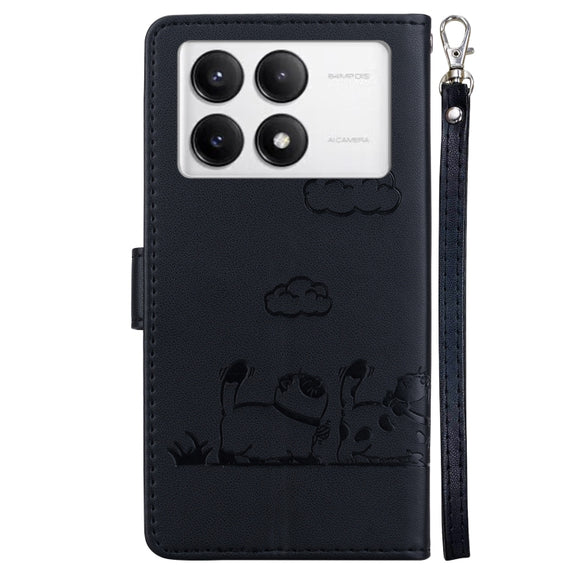 For Redmi K70 / K70 Pro Cute Cats RFID Leather Phone Case(Black)