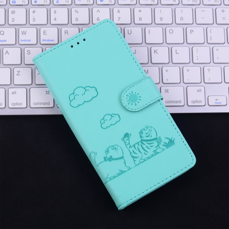 For Samsung Galaxy S25 Ultra 5G Cute Cats RFID Leather Phone Case(Green)