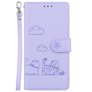 For Samsung Galaxy S25 Ultra 5G Cute Cats RFID Leather Phone Case(Purple)