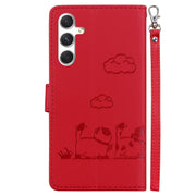 For Samsung Galaxy S25 5G Cute Cats RFID Leather Phone Case(Red)