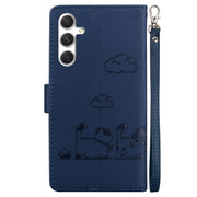 For Samsung Galaxy S25 5G Cute Cats RFID Leather Phone Case(Blue)