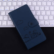 For Samsung Galaxy S25 5G Cute Cats RFID Leather Phone Case(Blue)