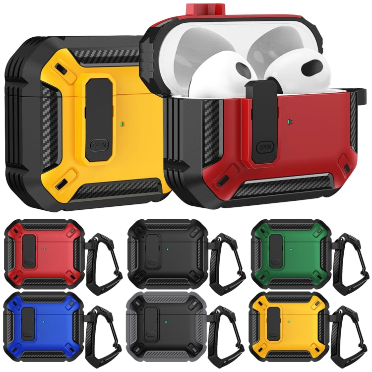 For AirPods 4 Shield Shockproof Earphone Protective Case with Hook(Grey Black)
