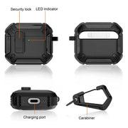 For AirPods 4 Shield Shockproof Earphone Protective Case with Hook(Black Blue)