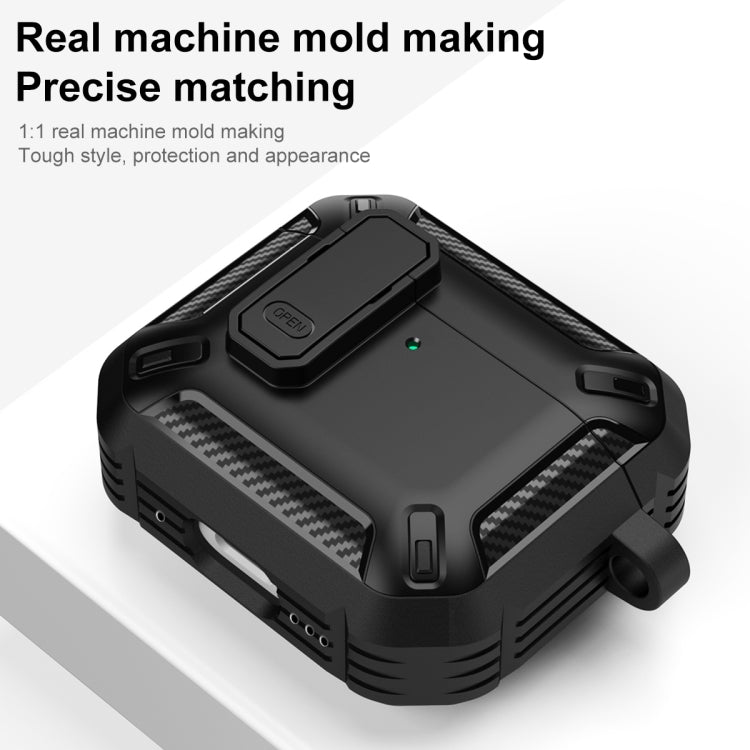 For AirPods 4 Shield Shockproof Earphone Protective Case with Hook(Grey Black)