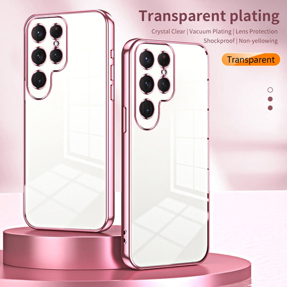 For Samsung Galaxy S25 Ultra 5G Transparent Plating Fine Hole Phone Case(Purple)