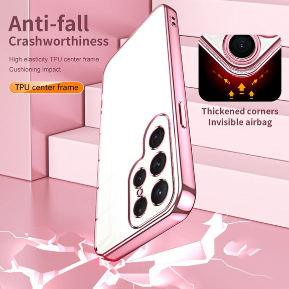 For Samsung Galaxy S25 Ultra 5G Transparent Plating Fine Hole Phone Case(Purple)