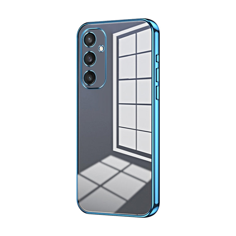 For Samsung Galaxy S25 5G Transparent Plating Fine Hole Phone Case(Blue)