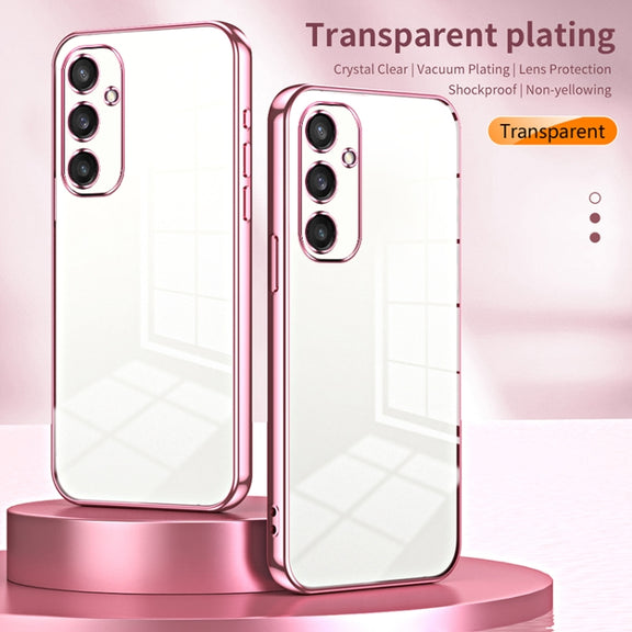 For Samsung Galaxy S25 5G Transparent Plating Fine Hole Phone Case(Blue)