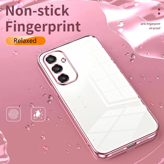 For Samsung Galaxy S25 5G Transparent Plating Fine Hole Phone Case(Black)