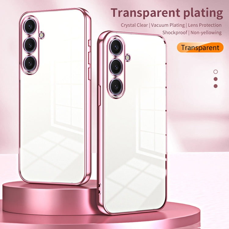 For Samsung Galaxy S25+ 5G Transparent Plating Fine Hole Phone Case(Blue)