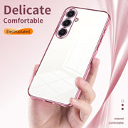 For Samsung Galaxy S25+ 5G Transparent Plating Fine Hole Phone Case(Blue)