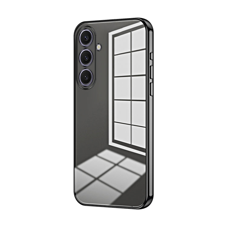 For Samsung Galaxy S25+ 5G Transparent Plating Fine Hole Phone Case(Black)