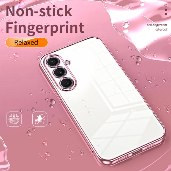 For Samsung Galaxy S25+ 5G Transparent Plating Fine Hole Phone Case(Black)