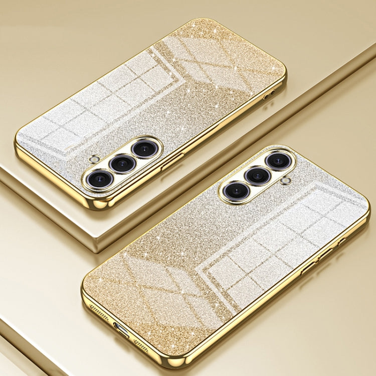 For Samsung Galaxy S25+ 5G Gradient Glitter Powder Electroplated Phone Case(Gold)