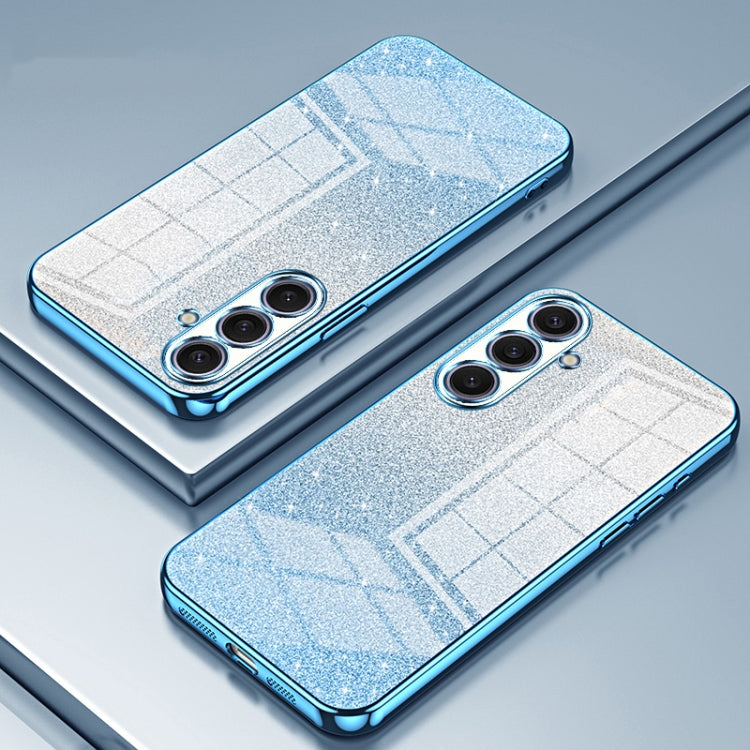 For Samsung Galaxy S25+ 5G Gradient Glitter Powder Electroplated Phone Case(Blue)